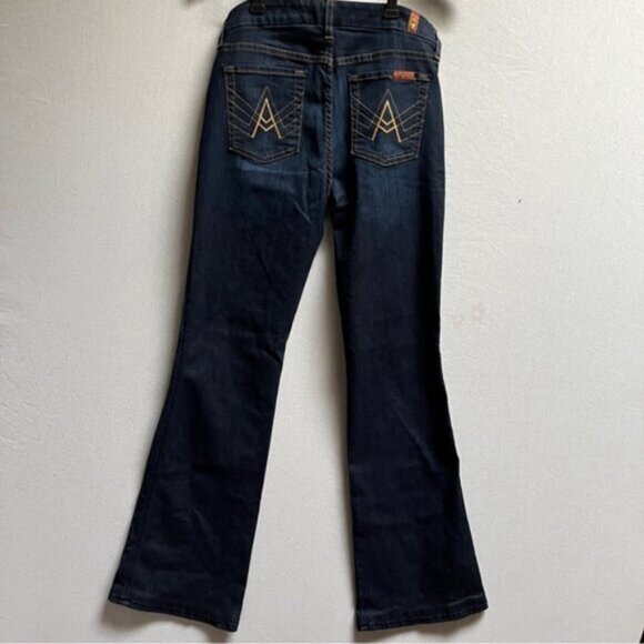 7 For All Mankind ‘A’ pocket Dark Blue Flare Bootcut Jeans Sz 28 - Picture 3 of 16